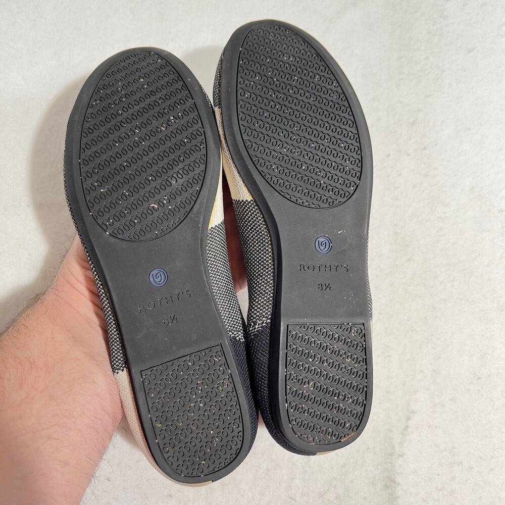 Rothy's Captoe Comfort Ballet Flats W8.5 Black White Plaid Check NO INSOLES - Picture 5 of 8